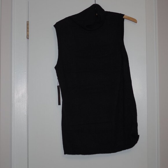 BCBGMaxAzria Black Wool angora Blend Sleeveless Turtleneck Sweater Top Size XL - Picture 2 of 3